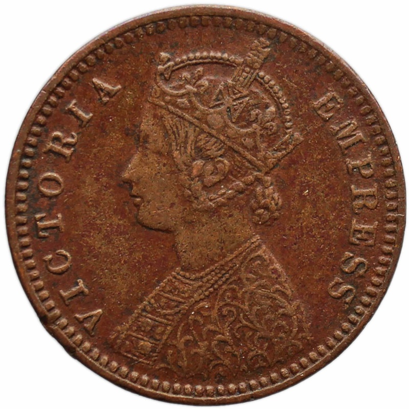 1897 1/12 Anna India British Queen Victoria Coin Calcutta Mint