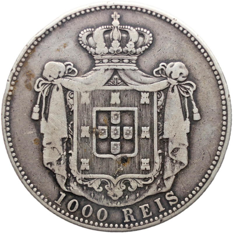 1899 1000 Reis Portugal Coin Carlos I Silver