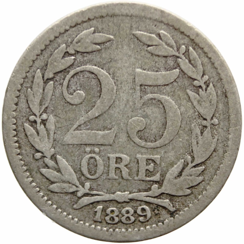 1899 EB 25 Öre Sweden Coin Silver Oscar II