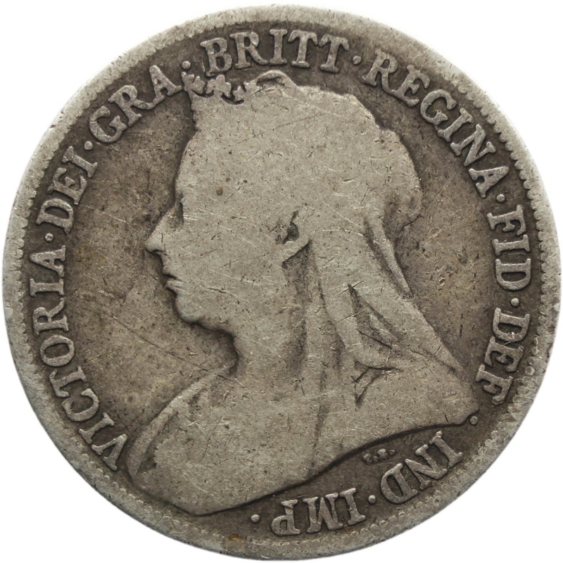 1899 Shilling Coin Victoria Queen Great Britain Silver British