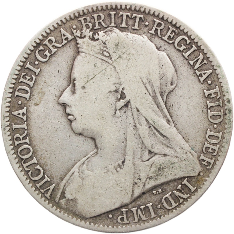 1900 Florin Victoria Silver Great Britain Coin Two Shillings (3rd portrait)
