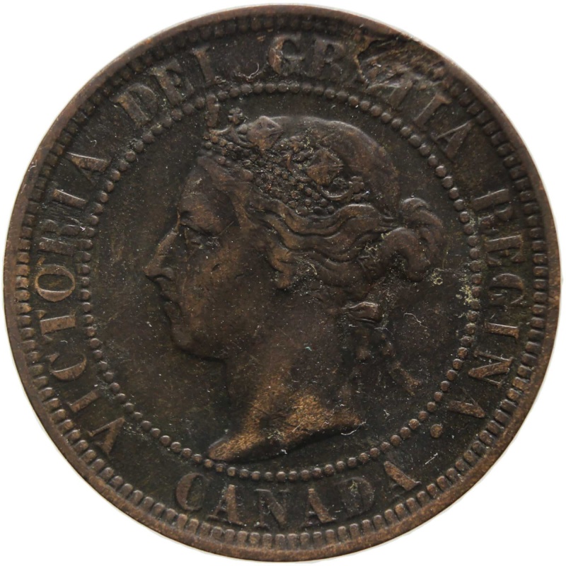 1900 H One Cent Canada Queen Victoria Coin Bronze