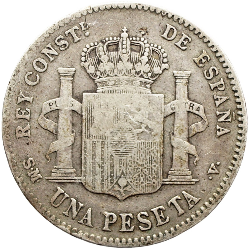 1900 One Peseta Spain Coin Alfonso XIII Silver 3rd portrait