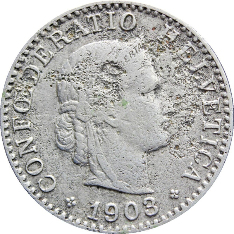 1903 20 Rappen Switzerland Coin