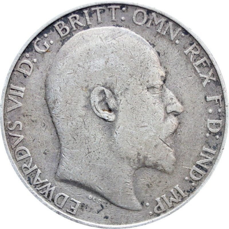 1906 One Florin Edward VII Great Britain 2 Shillings Silver Coin