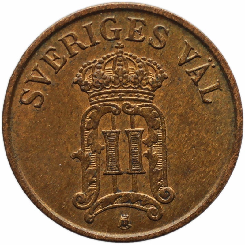1907 1 Ore Sweden Coin Oscar II