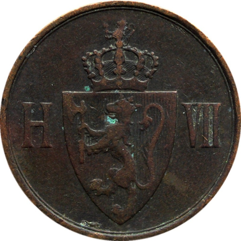 1907 2 Øre Norway Haakon VII Coin