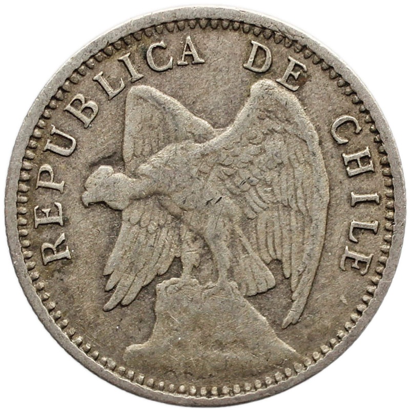 1908 10 Centavos Chile Coin