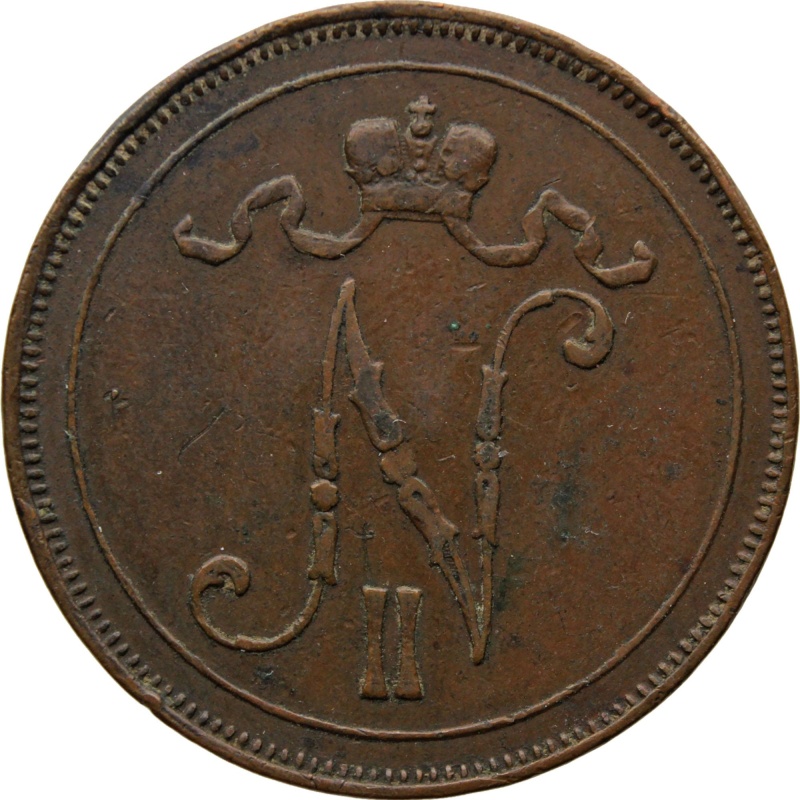 1911 10 Pennia Finland Coin Nicholas II