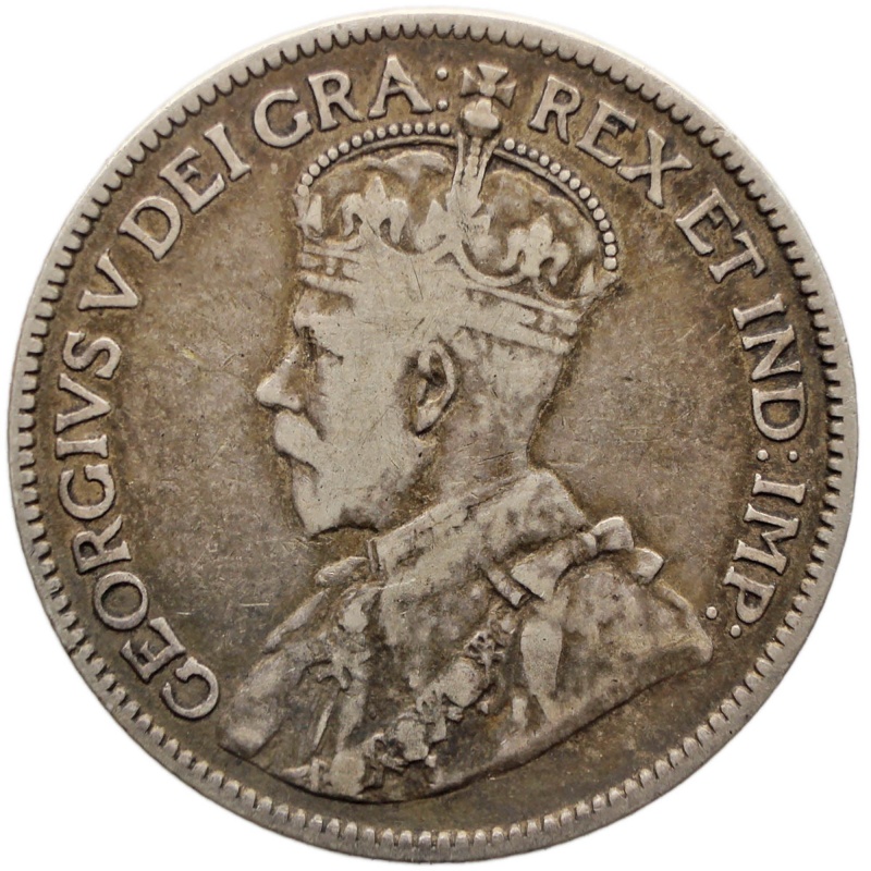 1912 25 Cents Canada Coin George V Silver