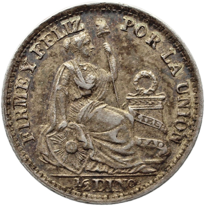 1914 FG Half Dinero Peru Coin Silver