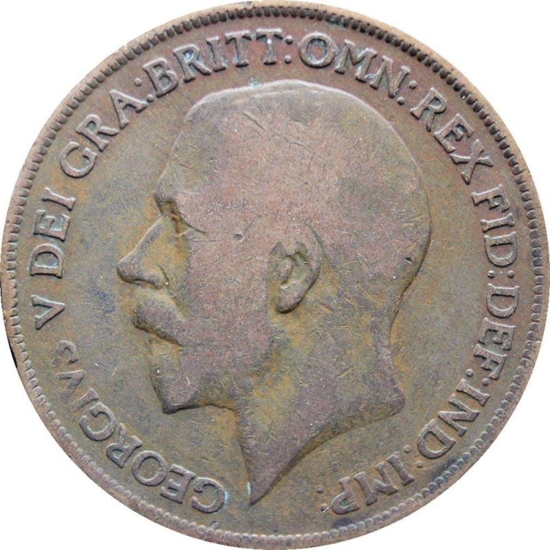 1919 One Penny George V United Kingdom Coin