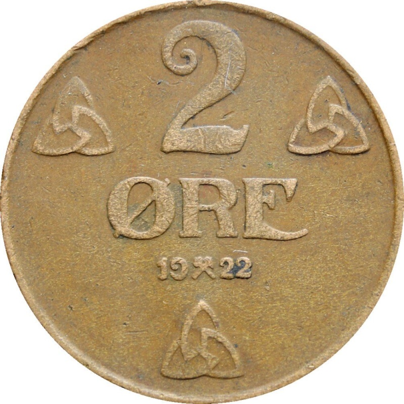 1922 2 Øre Norway Haakon VII Coin