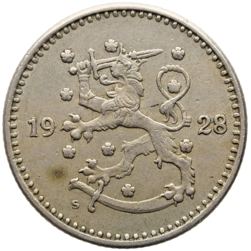 1928 1 Markka Finland Coin