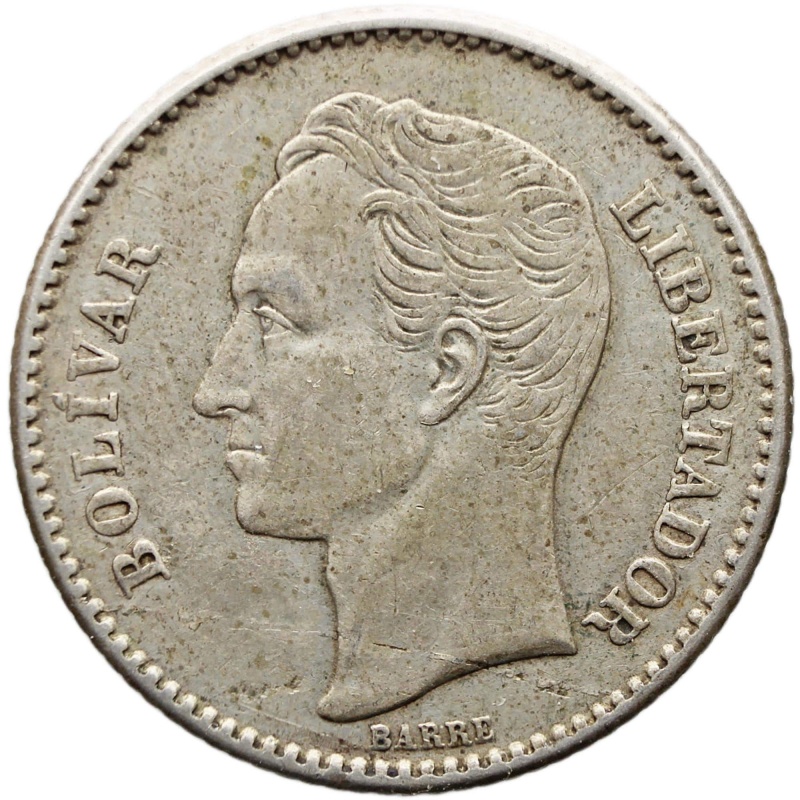 1929 One Bolivar Venezuela Coin Silver