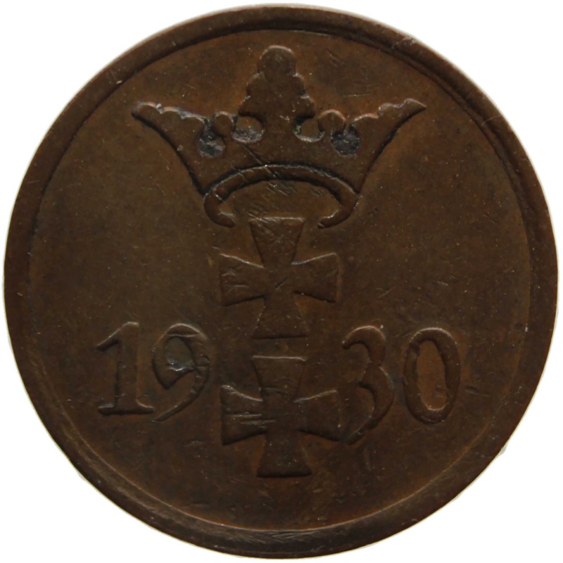 1930 1 Pfennig Coin Free city of Danzig