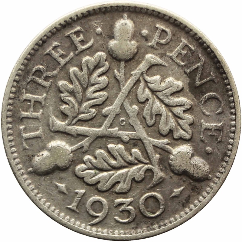 1930 3 Pence George V Silver Coin United Kingdom