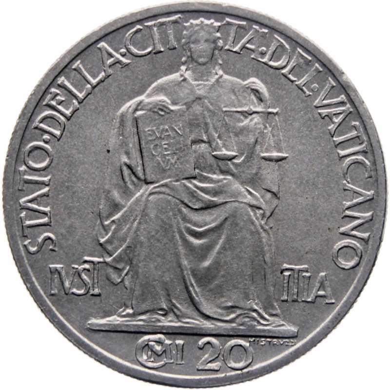 1942 20 Centesimi Pius XI Vatican City Coin