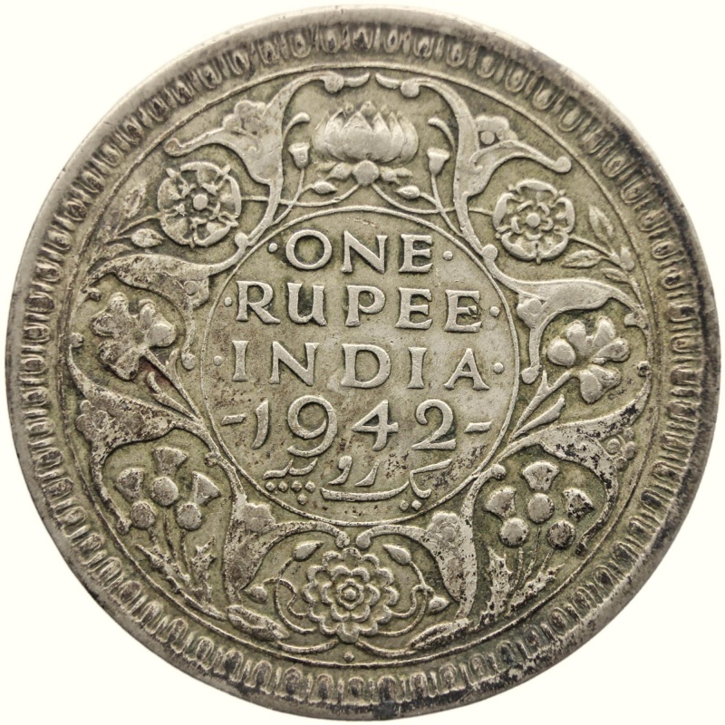 1942 Rupee British India Coin George VI Silver Bombay Mint