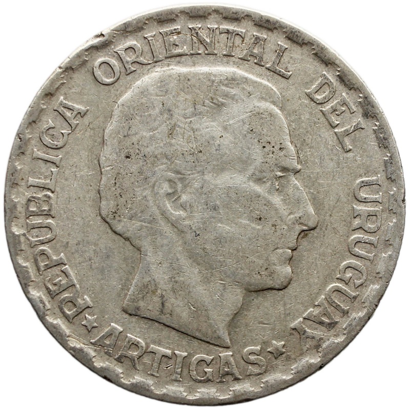 1943 50 Centavos Uruguay Coin Silver Santiago Mint