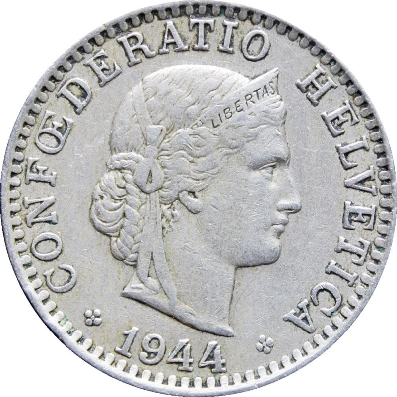 1944 20 Rappen Switzerland Coin