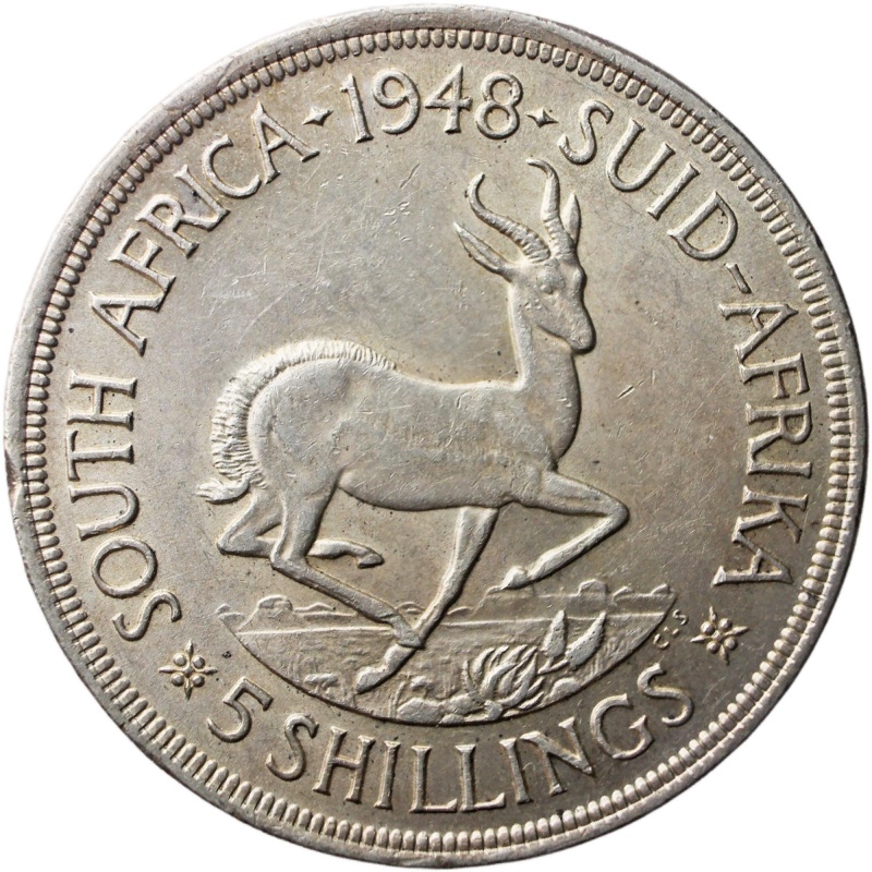 1948 5 Shillings South Africa Coin George VI Silver Crown