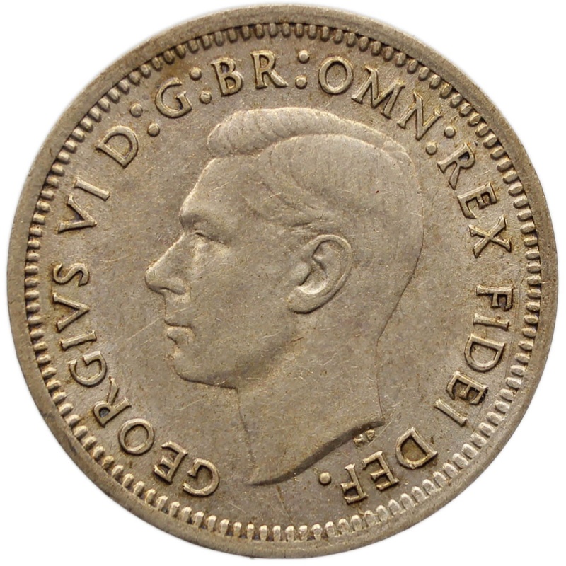 1951 PL 3 Pence Australia Coin George VI Silver