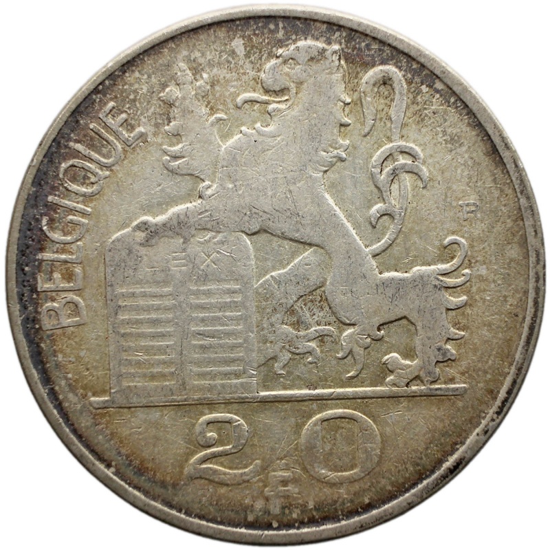 1953 20 Francs Belgium Coin French text