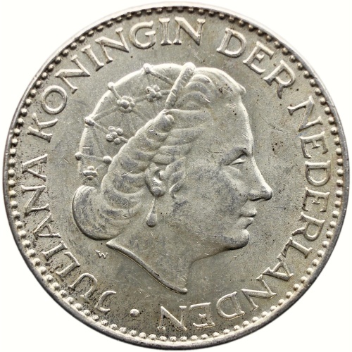 1965 One Gulden Netherlands Coin Juliana Silver