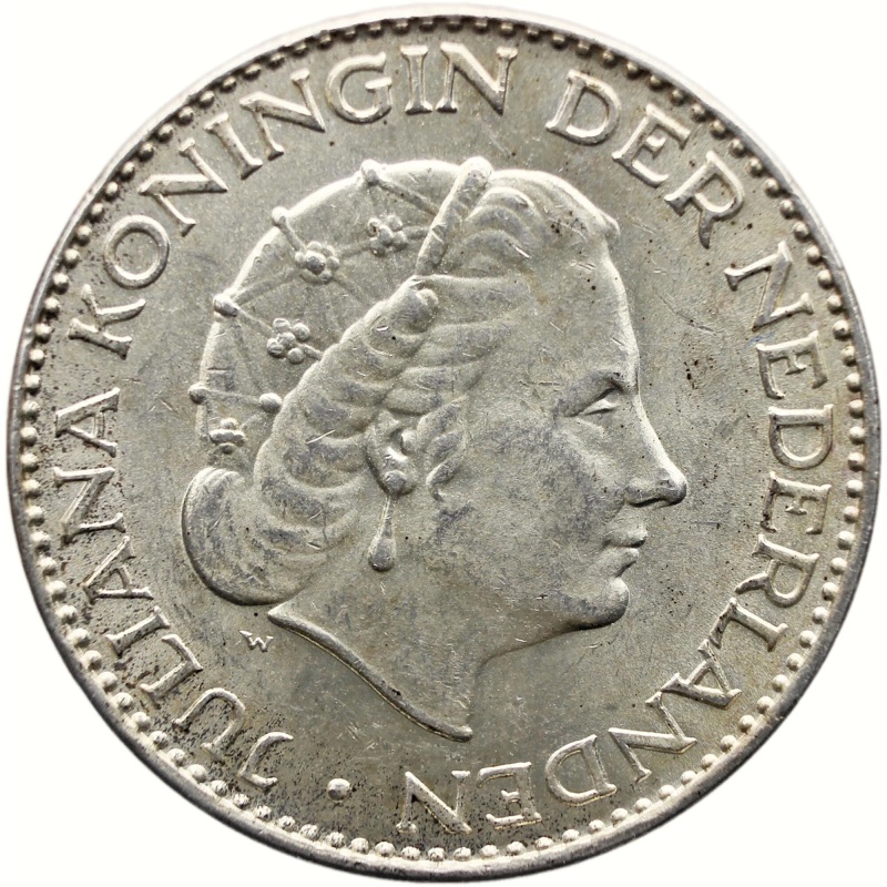 1965 One Gulden Netherlands Coin Juliana Silver