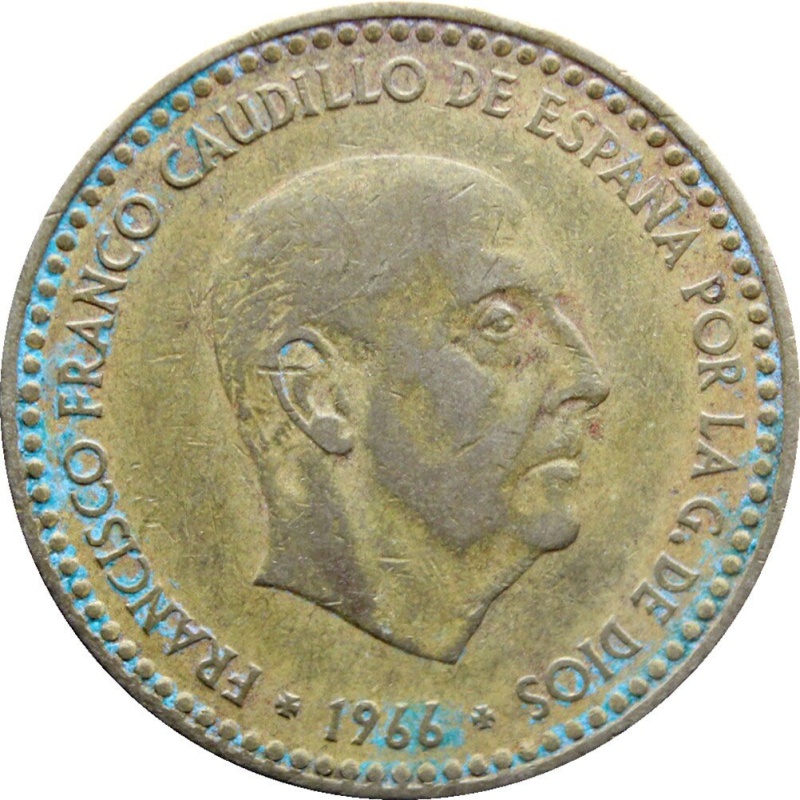 1966 One Peseta Spain Francisco Franco Coin, real date is 1974