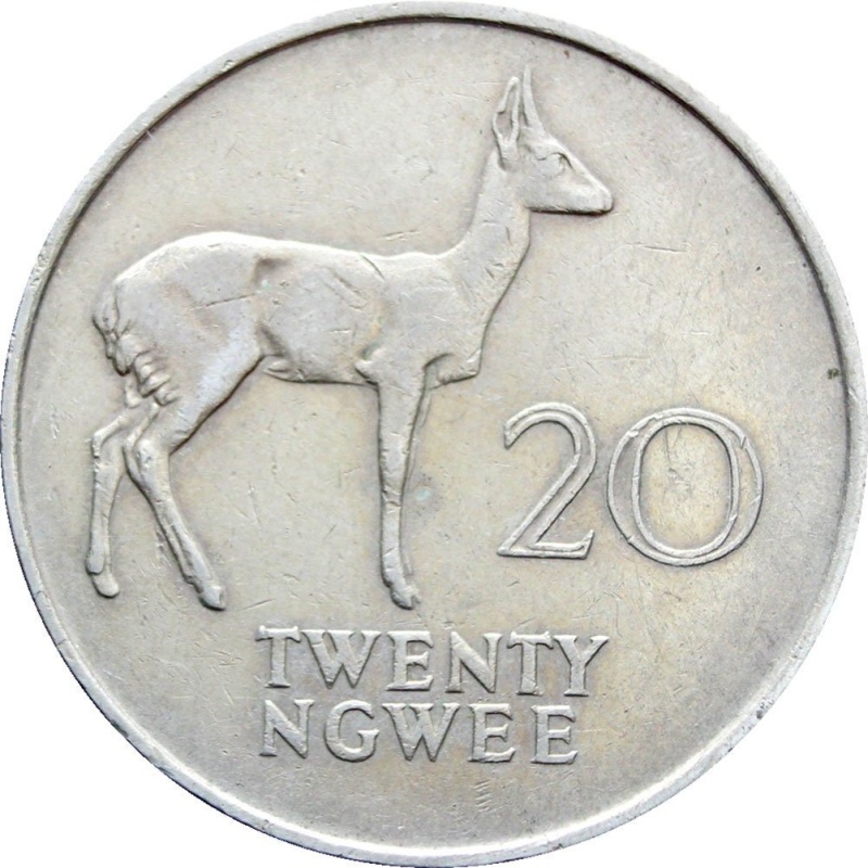 1968 20 Ngwee Zambia Coin