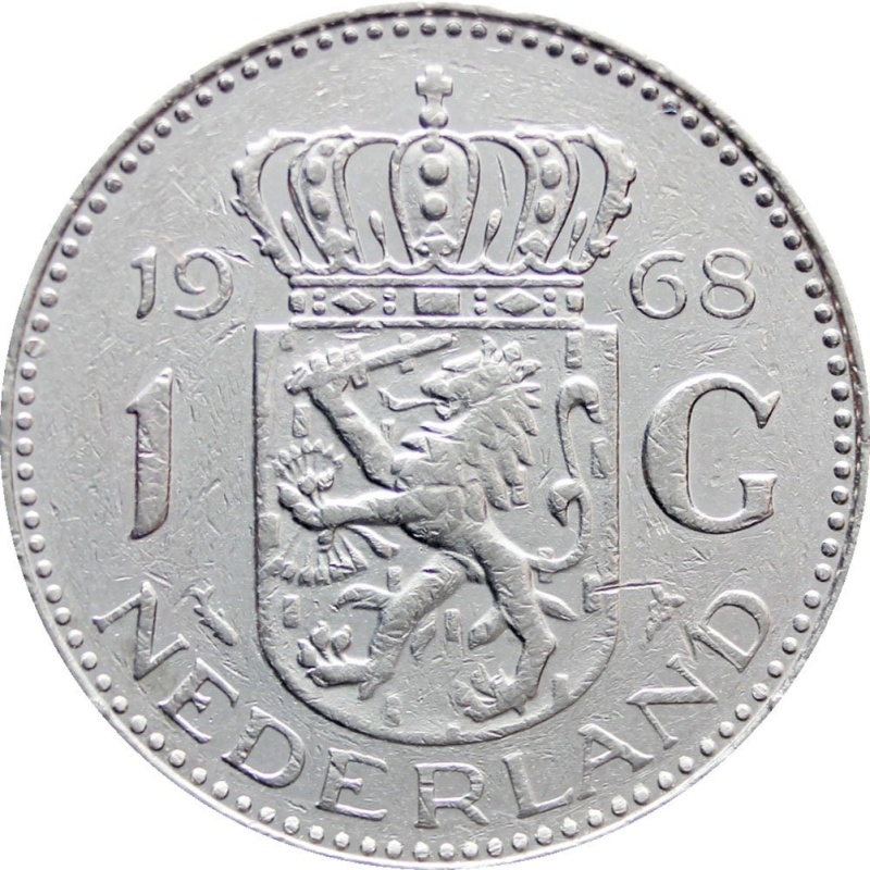 1968 One Gulden Netherlands Juliana Coin