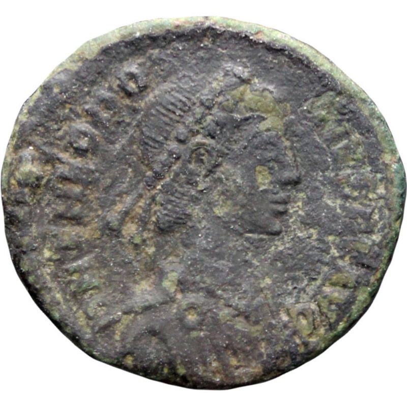 379 - 395 Roman Empire Theodosius I Copper AE4 Coin Siscia Mint