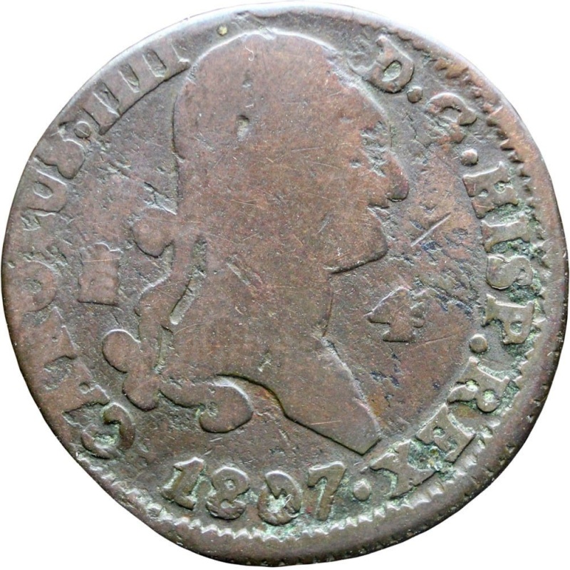 4 Maravedis 1807 Carlos IV Coin Spain