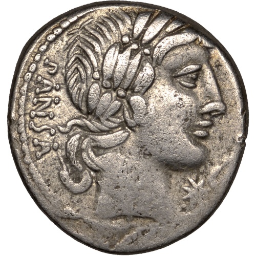 90 BC Roman Republic Denarius Coin Gaius Vibius Pansa Silver