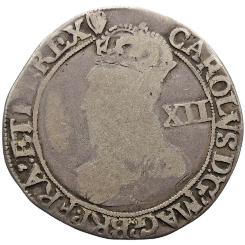 England 1632 – 1633 Shilling Charles I Coin Harp mintmark Silver Hammered House of Stuart Group  D; 4th bust