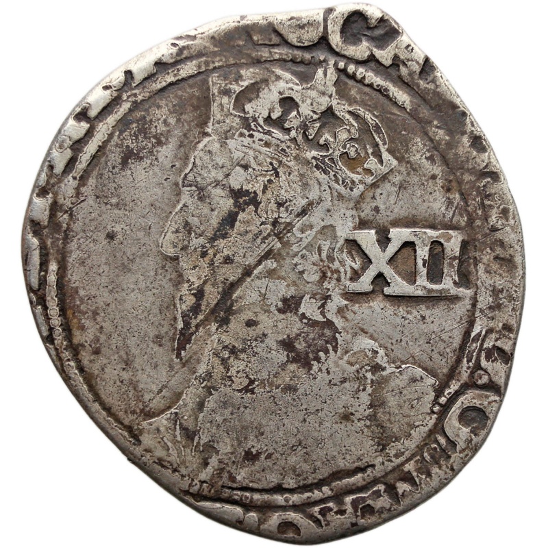England 1639 – 1643 Shilling Charles I Coin Hammered Silver Group F, 6th bust Briot's