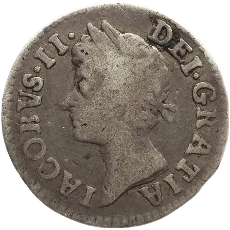 England 1688 2 Pence Maundy James II Coin Silver