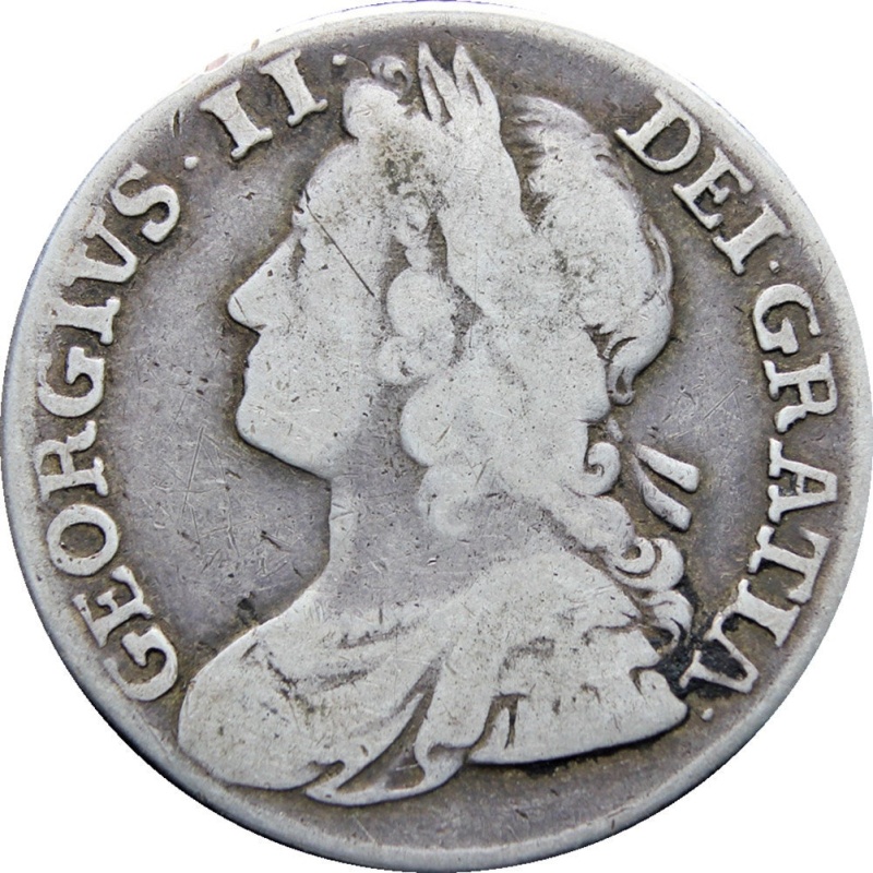 1739 Shilling Coin George II Silver Coins Great Britain Old Money Antique Numismatic British Roses in angles
