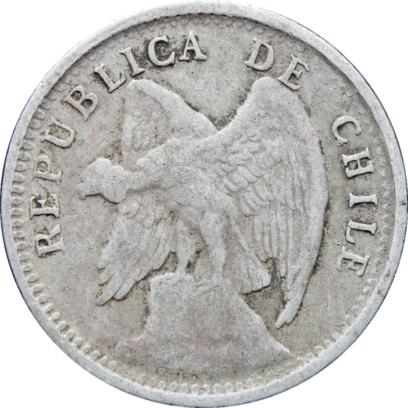 1909 Chile 10 Centavos Coin