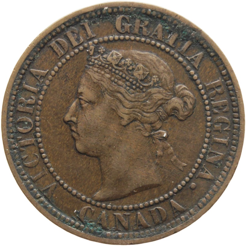 1886 H One Cent Canada Coin Queen Victoria Bronze