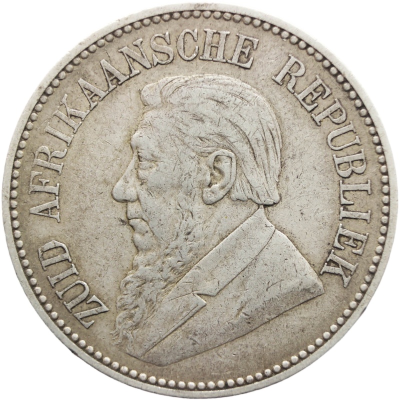 1896 2 1/2 Shilling South Africa Paul Kruger ZAR Silver Coin