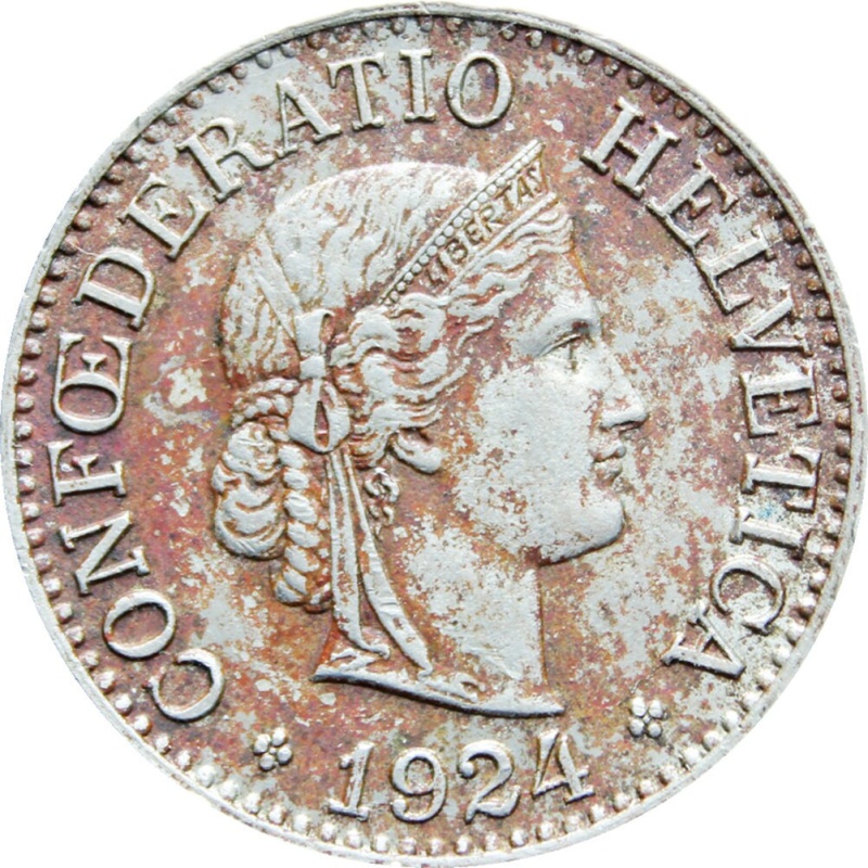 1924 Switzerland 10 Rappen Coin