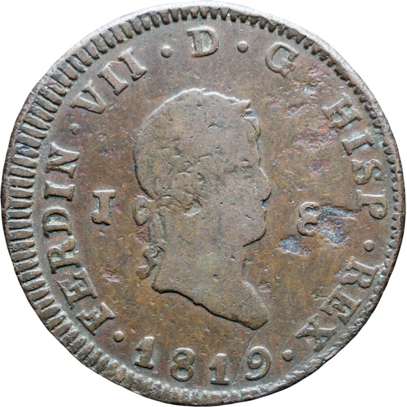 8 Maravedis 1819 Spain Ferdinand VII Jubia Coin
