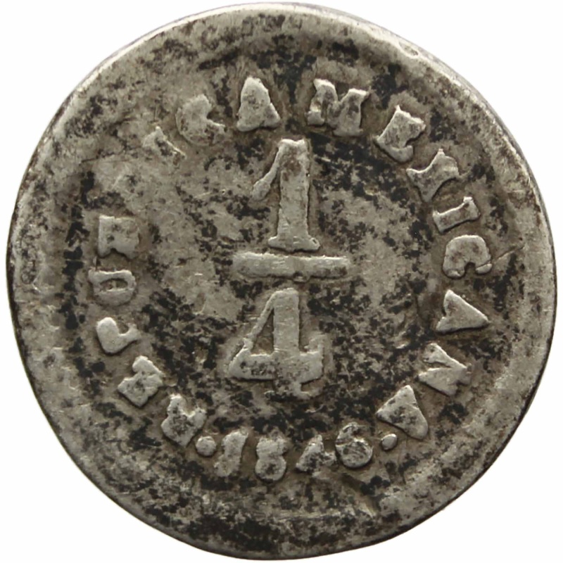 1846 Go LR 1/4 Real Mexico Quarto / Quartilla Federal Coinage Rare