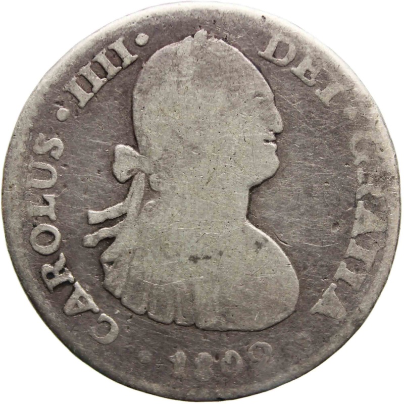 1802 FT Real Mexico Charles IV Coin Silver