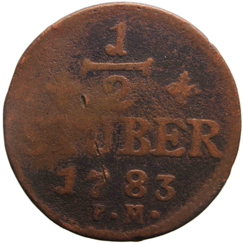 1783 PR 1/2 Stüber Coin Carl Theodor Germany Duchy of Jülich-Berg (German states)