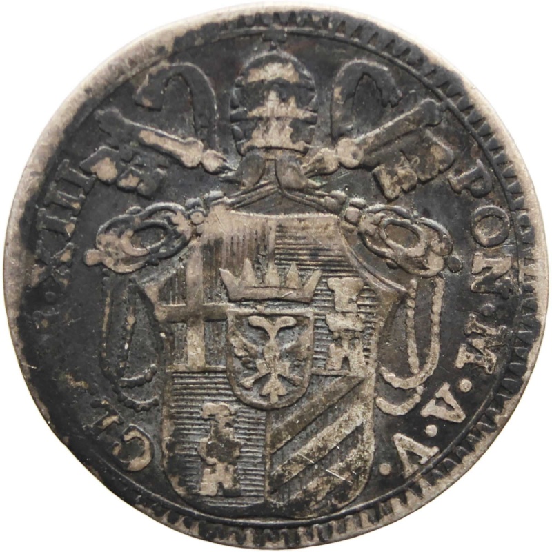 1763 One Grosso Clement XIII Italy Papal States Silver Coin