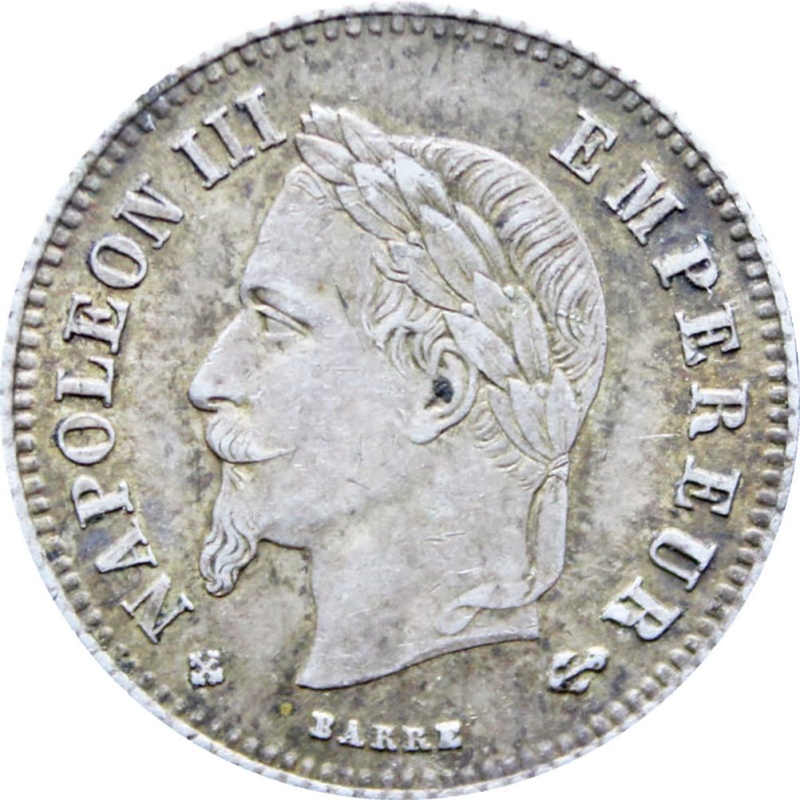 1866 BB 20 Centimes France Napoleon III Coin Silver